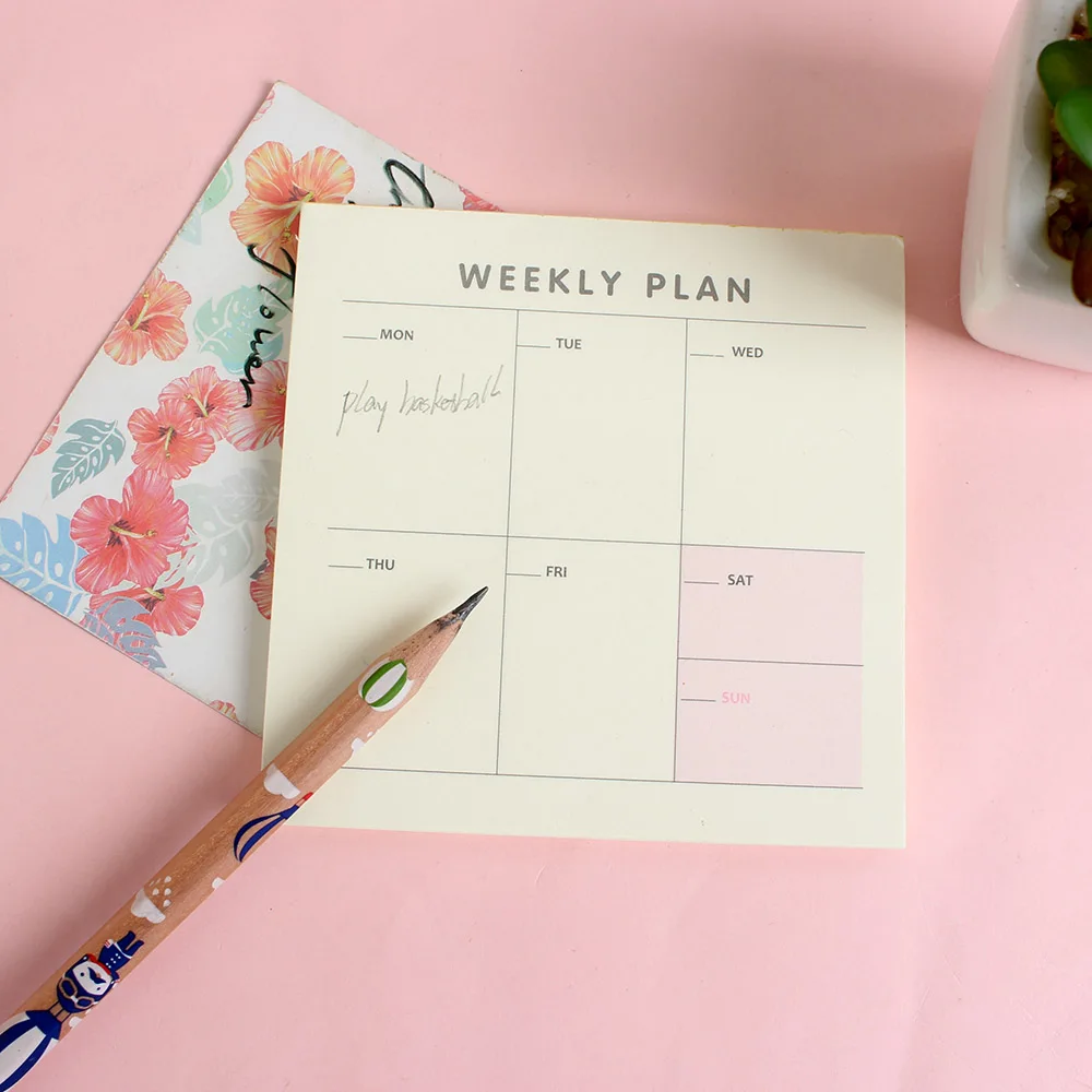 Милый Kawaii Memo Pad еженедельный Ежемесячный рабочий планер школьные офисные