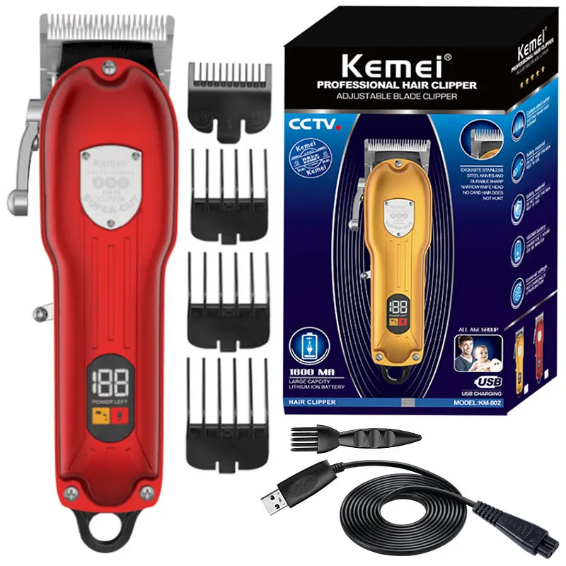Kemei 802 Barber Shop Cord Cordless Hair Clipper Professional Hair Trimmer For Men 10w Precision Haircut Machine Rechargeable - Hair Clippers - AliExpress