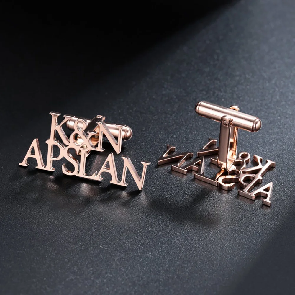 Tangula Custom  Personalized Stainless Steel Custom Name Cufflinks Twins-Gentleman Accessories-Dainty Party Gift Jewelry dvotinst baby photography props boys newborn gentleman set blazer hat pants fotografia accessories studio shoot photo clothing