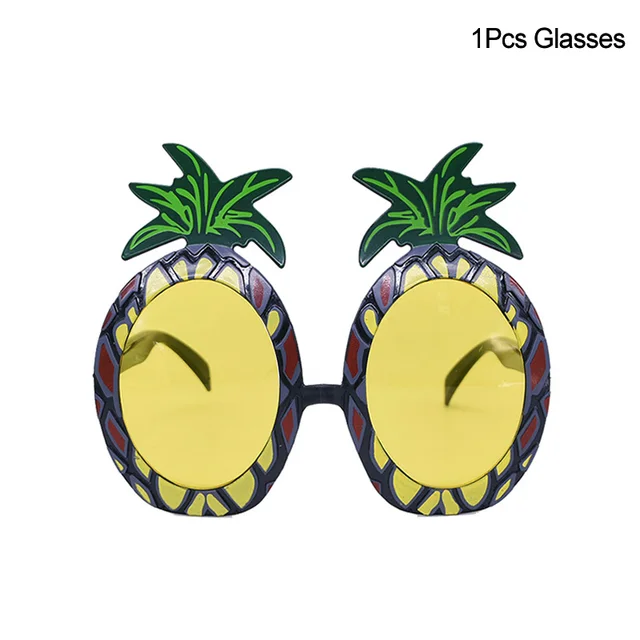 Hawaiian Party Decorations Palm Leaves Bunting Banner Luau Flamingo Summer Tropical Party Decoration Jungle Safari Party Ballons 1pcs glasses