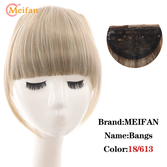 MEIFAN Clip in Hair Bangs Extension Hairpiece Synthetic Natural Fake Bang Hair Piece Air Bangs Clip on Bangs Black Brown 18-613