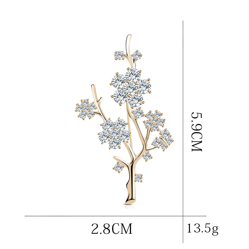 Новая Элегантная роскошная брошь со стразами-кристаллами, блестящая циркониевая Цветочная ветка, броши на булавке, свадебные аксессуары, ювелирное изделие на булавке