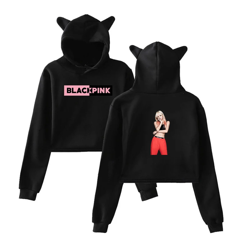 

2019 Harajuku Spring Autumn Hoodie Blackpink Print Woman Hoodies Girls Ladies Sweatshirts Dropshipping Cropped Casual Clothes