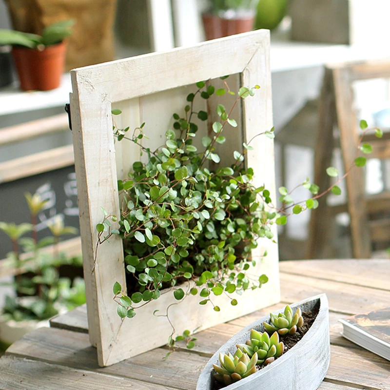 

Wooden Multifunctional Succulent Planter Storage Box Wall-mounted Plant Flower Pot Hand-made Flower Stand Garden Plant Flowerpot