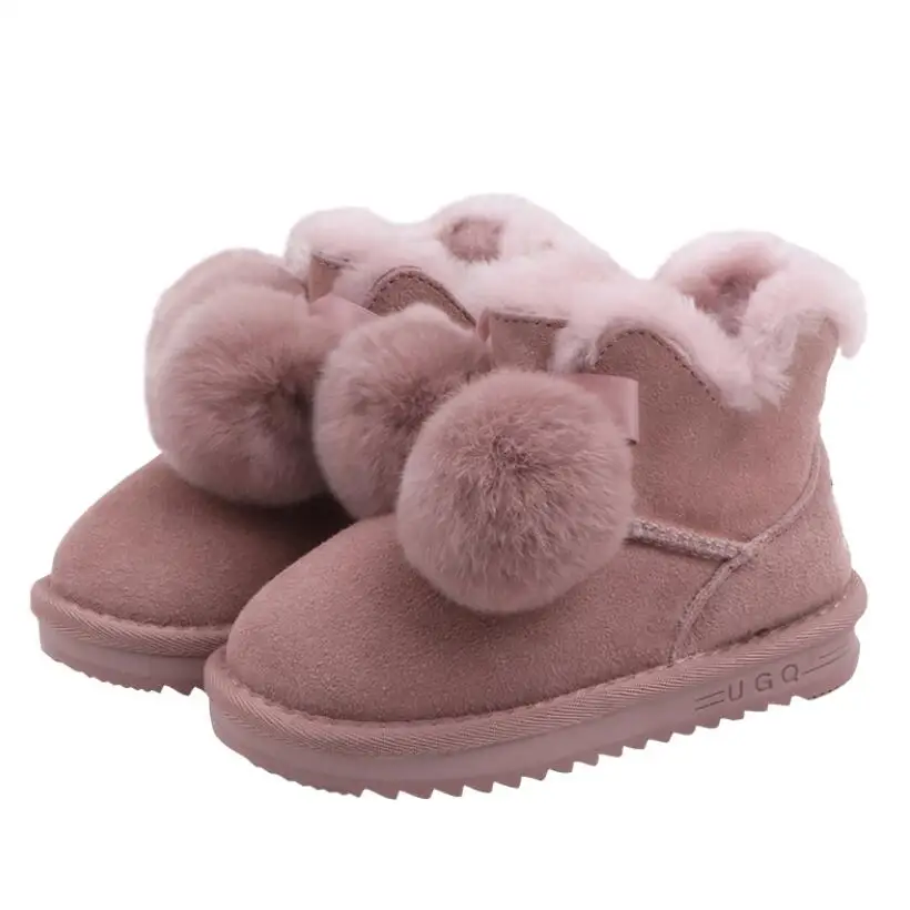 Новые детские зимние брендовые кожаные туфли для малышей Детские ботинки австралийские теплые зимние ботинки на меху из воловьей кожи для маленьких мальчиков и девочек
