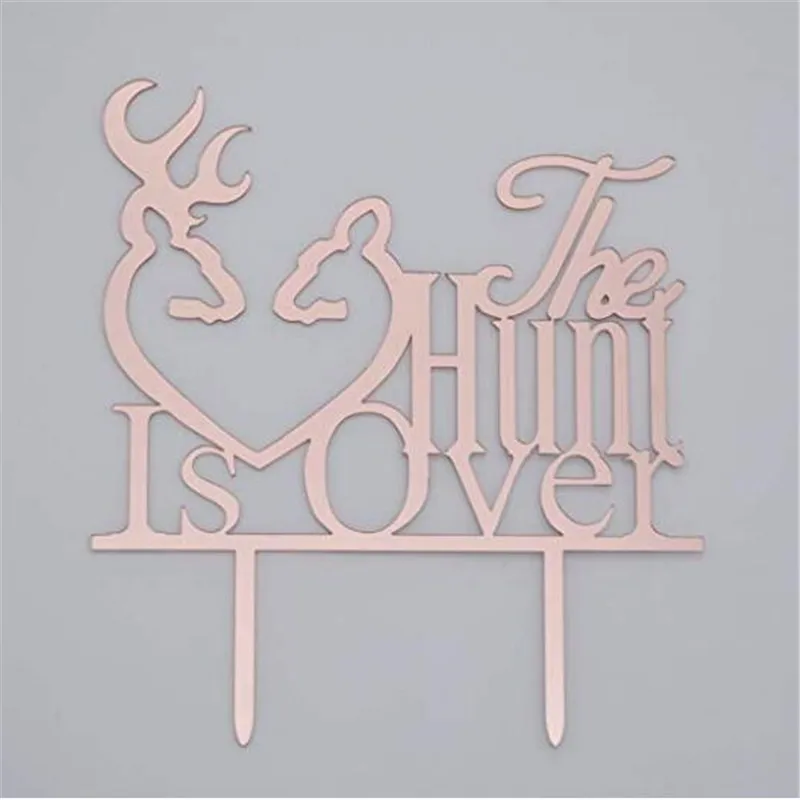 

Mirror Rose Gold Cake Topper The Hunt Is Over with Deer Silhouette Cake Topper Wedding Engagement Party Decorations