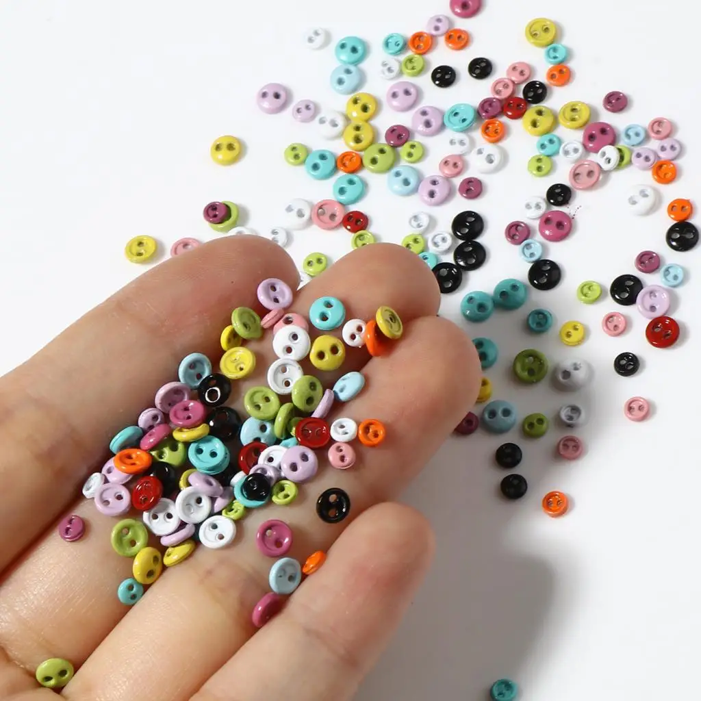 50pcs 3mm 4mm 5mm Mini Round Tiny Buttons Plastic Sewing Tools for DIY Doll  Clothes Button Embellishments Scrapbook Cardmaking(3mm,Multicolor)