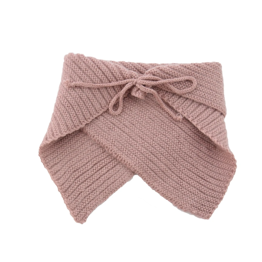 Осенне-зимний шарф с воротником для мальчиков и девочек, детские вязаные хлопковые шарфы, подарок - Цвет: Розовый