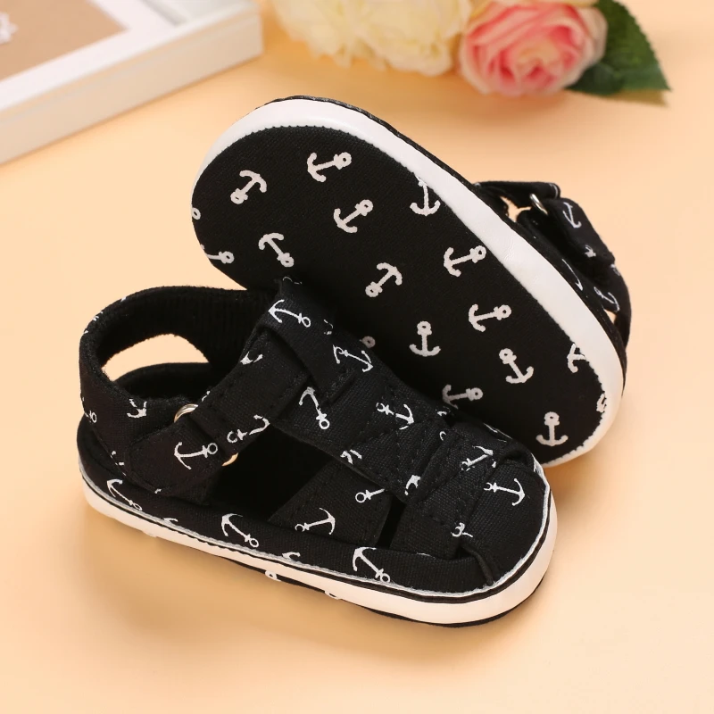 2021 NEW 0-18Months Kids Newborn Baby Boys Fashion Summer Soft Crib Shoes First Walker Anti Slip Sandals Shoes Soft Sole