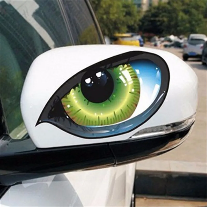 3D забавные Светоотражающие зеленые кошачьи глаза автомобильные наклейки