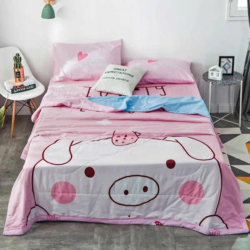 

Nantong Textile Cotton Printed Summer Quilt Cartoon Children Quilt Summer Airable Cover Summer Blanket Students Single Person Th