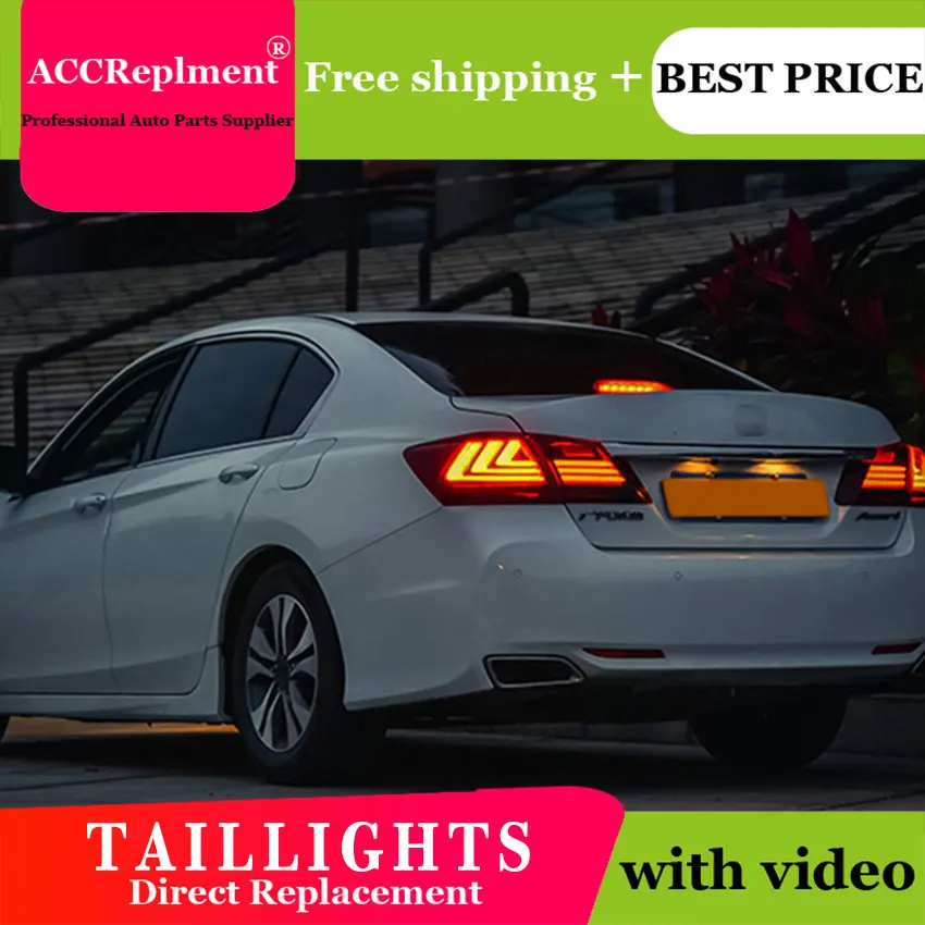 4 шт. автомобильный Стайлинг для Honda Accord 9 задний светильник s 2013- для Accord 9 светодиодный задний фонарь+ сигнал поворота+ тормоз+ задний светодиодный светильник