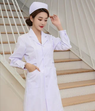 White long sleeve Медицинская Одежда Женская медицинская одежда лабораторное пальто белое пальто Одежда для доктора лето и весна - Цвет: White long sleeve