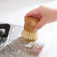 Палм-щетка для мытья тарелок натурального бамбука ручка Горшки Кастрюли сковорода инструмент для очистки овощей чаша щетка для мытья
