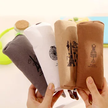

New Retro Pencil Case Canvas Pencil Pen Case Cosmetic Makeup Coin Pouch Zipper Bag Purse Estojo Escolar Bolsinha De Lapis