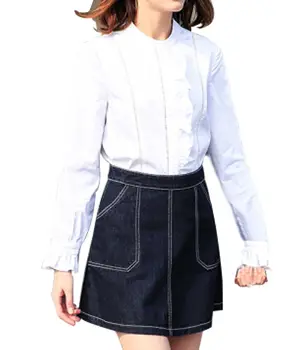 

Spring and Summer Double Pocket High Waist Denim Skirt Women Casual Single-breasted A Line Short Skirt