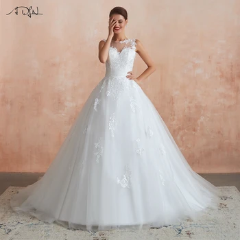 

ADLN 2020 Wedding Dresses Vestido De Novia O-neck Sleeveless Applique Tulle Ball Gown Wedding Dress Robe De Mariee Plus Size