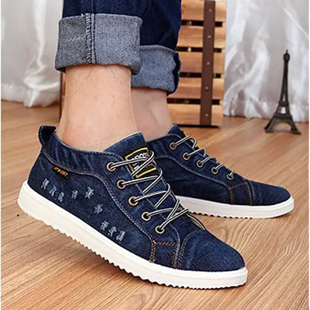 US $12.18 Sneakers Men Denim Canvas Shoes Lace Up Vulcanized Shoes New Casual Shoes Footwear Zapatos De Hombr