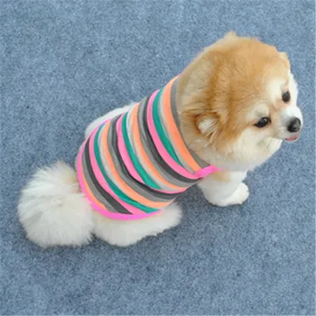 

Spring Summer Leisure Style Pet Dog Clothing Comfortable Breathable Fashion Cute Colorful Striped Vest Bichon Small Dog Clothing
