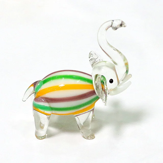 Handmade Murano Glass Elephant Figurines Home Room Desktop Christmas Decoration Ornaments Miniature Rural Style Animals Statue green