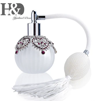 

H&D 50ml Clear Vintage Empty Refillable Glass Perfume Bottle Spray Atomizer Bulb with Tassels for Lady Gift Home Dresser Decor