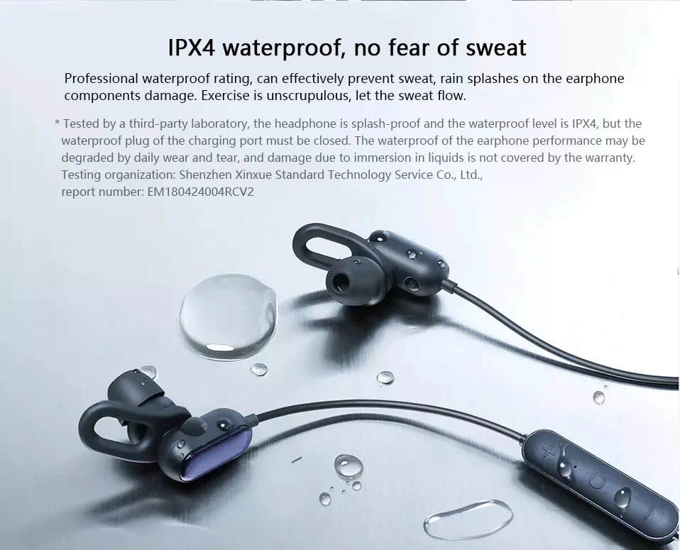 Xiaomi спортивные Bluetooth наушники Молодежная версия новейшая гарнитура с микрофоном Спортивные Беспроводные наушники Bluetooth 4,1 IPX4 водонепроницаемые