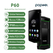 Глобальная версия IP68 разблокированный прочный смартфон 6 ГБ/128G rom Poptel P60 NFC Беспроводная зарядка 4G Volte Face ID уличное устройство