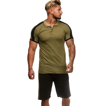

Hot Men Tops with Pants Sports Suit Breathable Sweat Absorbing Short Sleeves Clothing Set IE998