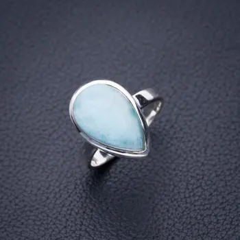 

StarGems Natural Caribbean Larimar Handmade 925 Sterling Silver Ring 7 D8441