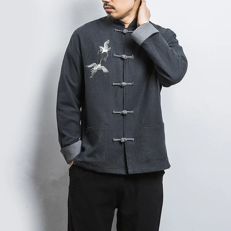 Traditional Chinese Clothing For Men Outerwear Male Jacket Mandarin Collar Suit Tangzhuang Men Clothes 2019 KK3251