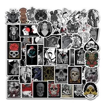 

50pcs Black Gothic Toy Stickers For Suitcase Satchel Schoolbag Book Bag PencilBox Folder Phone Laptop Travel Luggage Cool Decals