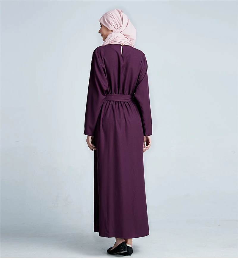 Женские мусульманские платья абайя платье Кафтан Исламская одежда abaya Дубай Турецкий Арабский Eid Mubarak фиолетовый