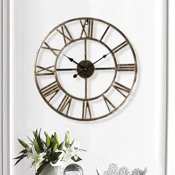 

Roman Number Wall Clock Creative Iron Wall Clock Roman Wall Clock Decor Living Room Wall Clock