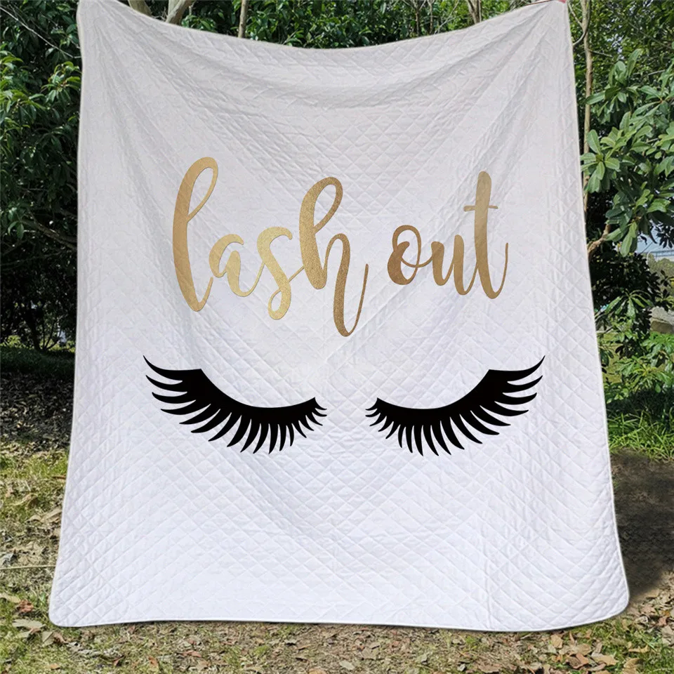 001 1pc-Quilt Blesslife покрывало с ресницами, милое покрывало для кровати с глазами, 1 предмет, Золотое черное современное одеяло микрофибра, летнее одеяло-покрывало для девочек - Цвет: 001 1pc-Quilt