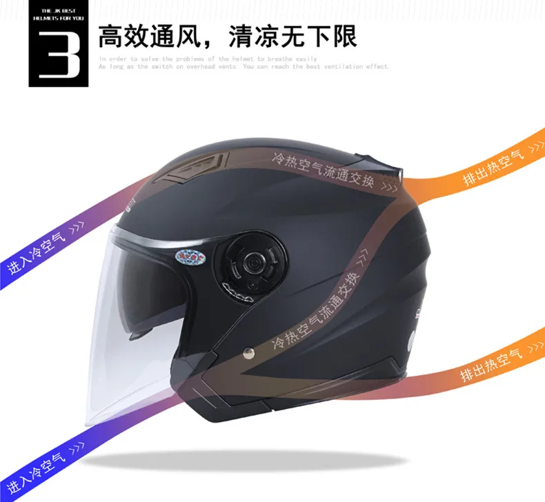 JIEKAI Половина лица moto rcycle шлем моющаяся подкладка с двумя линзами moto шлемы moto cicleta cascos moto rbike винтажные шлемы