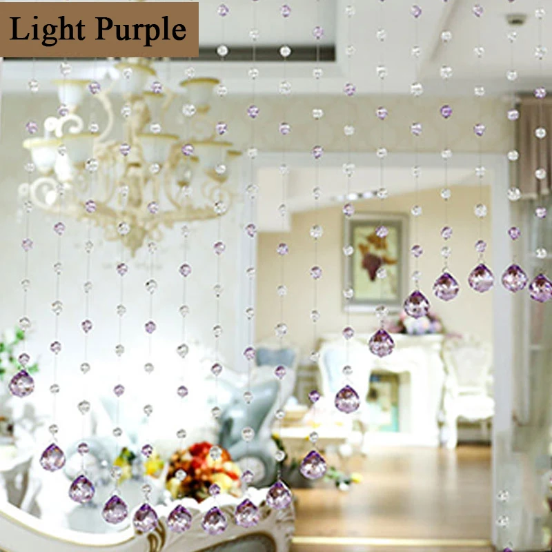 light purple 1 шт. Хрустальная занавеска роскошные стеклянные бусины дверная струна кисточка занавеска разделительная панель свадебное украшение комнаты Прямая поставка - Цвет: light purple