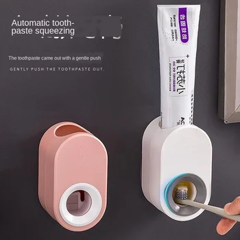 

Fully Automatic Toothpaste Dispenser Hole Punched Toothbrush Toothpaste Storage Shelf Wall Hangers Lazy Extrusion Useful Product