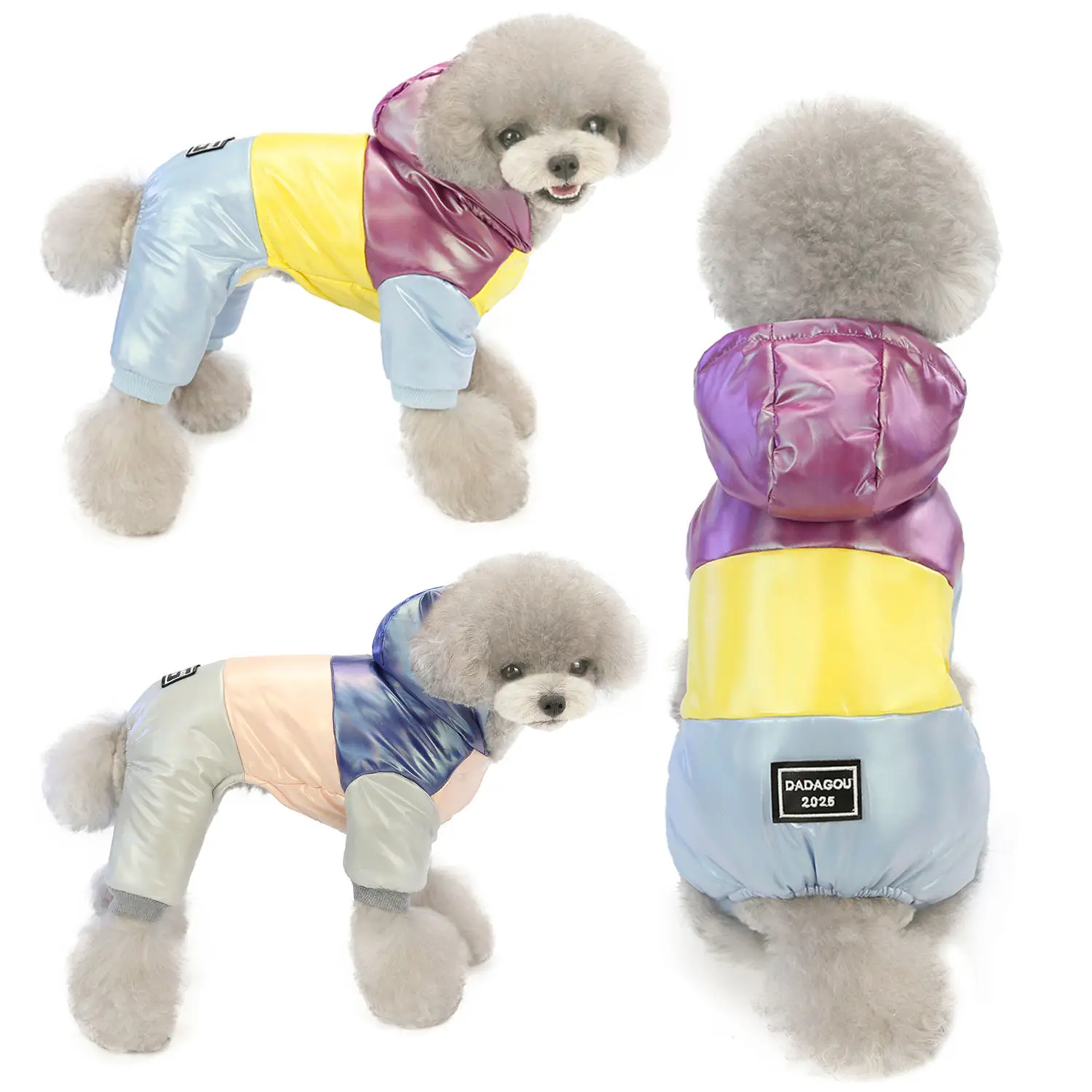 

Winter Warm Pet Clothes Rainbow Colorful Autumn Windproof Cotton Cat Puppy Costumes For Small Dogs Bulldog