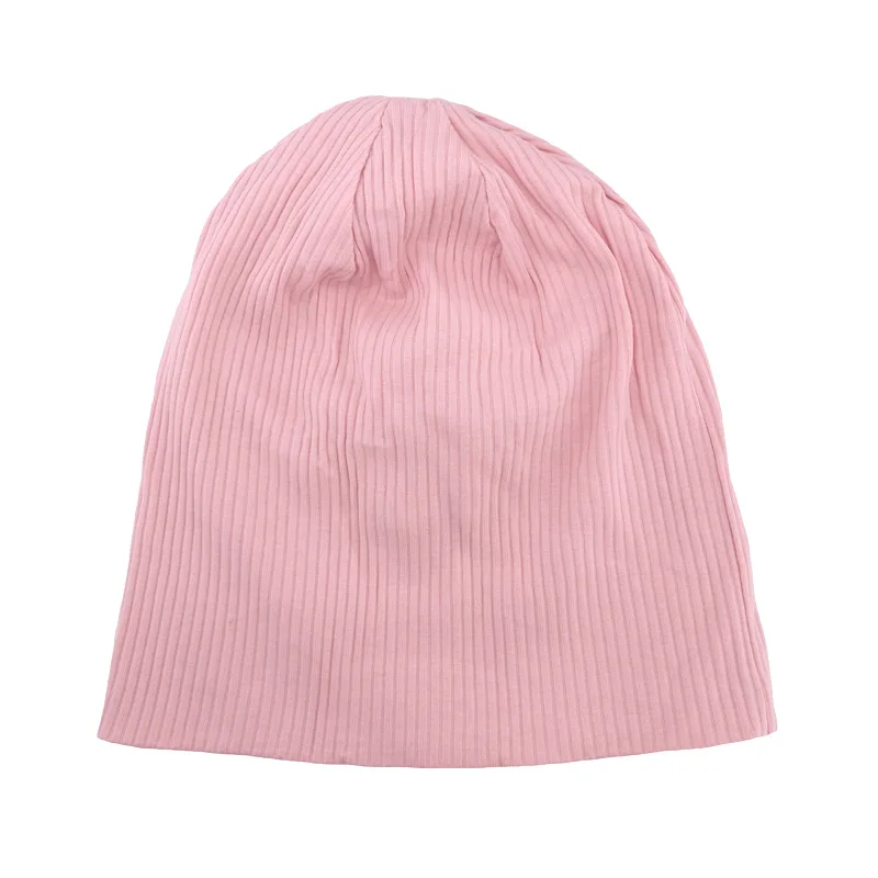 Повседневные хлопковые шапки с гофрированной резинкой, шапки и кепки для женщин и мужчин, новые осенне-зимние сутулящиеся шапки Skullies, Женские Простые большие шапки Gorras - Цвет: Розовый