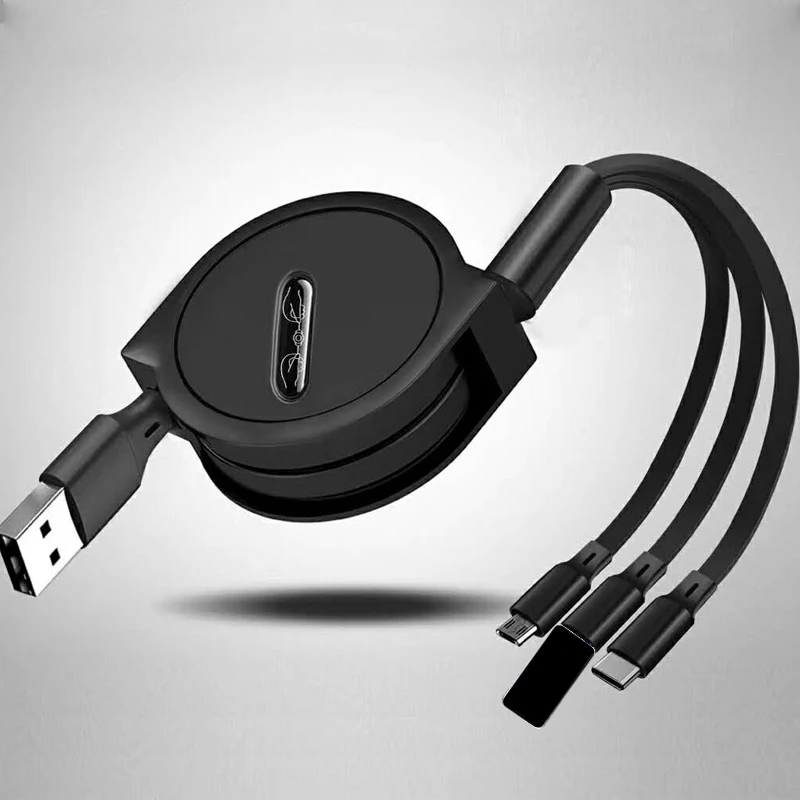 Выдвижной зарядный usb кабель 3 в 1 для samsung s10 A30 type c провод быстрой зарядки huawei p30 micro