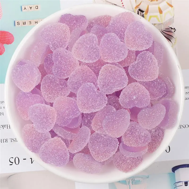 100 шт Имитация желе конфеты в форме сердца смолы конфеты DIY аксессуары для телефона Обложка Декор(цвет ful смешанный цвет