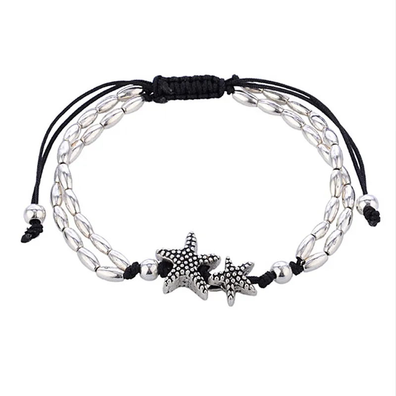 as shown Boho Starfish ножной браслет винтажный лодыжки браслет для женщин Будда ноги ювелирные изделия Лето Босиком пляж - Окраска металла: as shown
