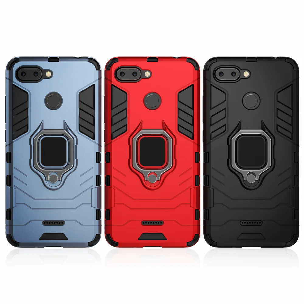 Shockproof Armor Case for Xiaomi Redmi 6 Case Redmi 10 Prime 9 9A 9C 8 7 Ring Holder Stand Phone Cover for Xiaomi Redmi 6 Redmi6 flip phone case