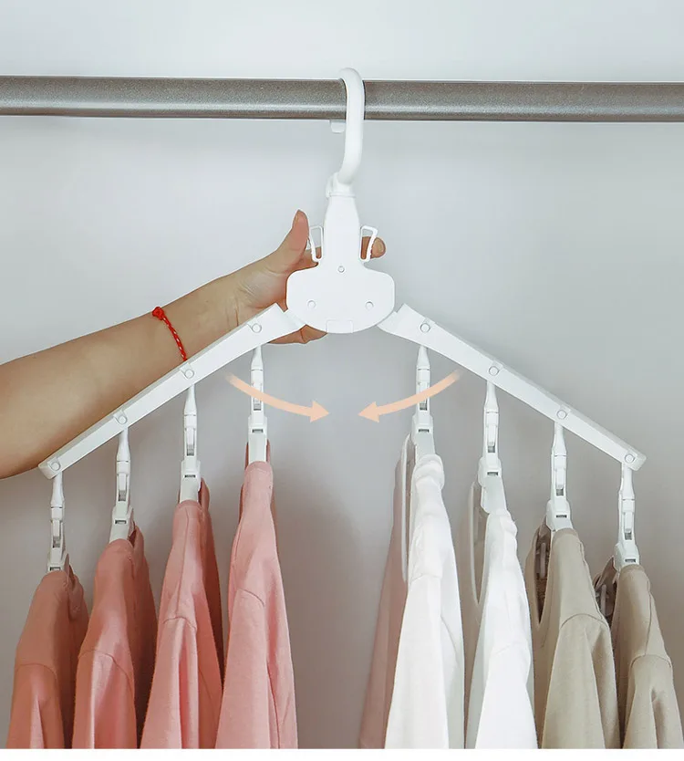 Rotate Anti-Skid Folding Hanger Plastic Drying Rack Magic Clothes Hangers Space Savers Organizer Multi Functional Adult White (19)