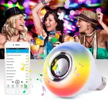 E27 RGB музыкальная лампочка Bluetooth 4,0 с пультом дистанционного управления ABS лампочка цветная музыкальная лампочка сценический светильник Беспроводная Светодиодная лампа для семейного отдыха