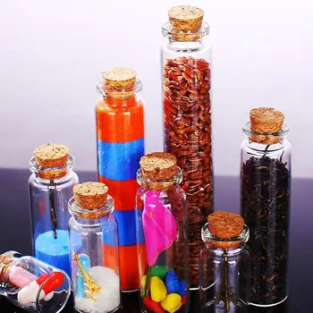 

10Pcs 5/8/10/12/15/20ml Mini Clear Cork Stopper Wishing Empty Glass Bottle Vials Mini Clear with Cork Stopper