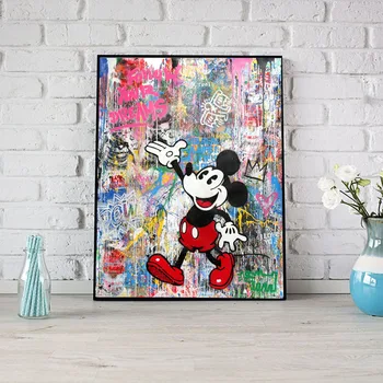 

Home Decor Graffiti Canvas HD Prints Mickey Mouse Poster Painting Cartoon Character Wall Art Modular Picture Living Room Frame