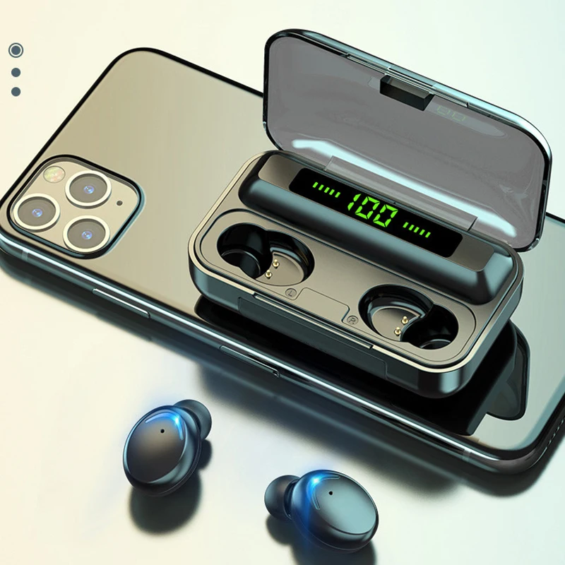 FLUXMOB F9 Wireless Earphone With charging BOX For charge smartphone Bluetooth 5 0 C light Earbuds Mic HD calls Sport Headset