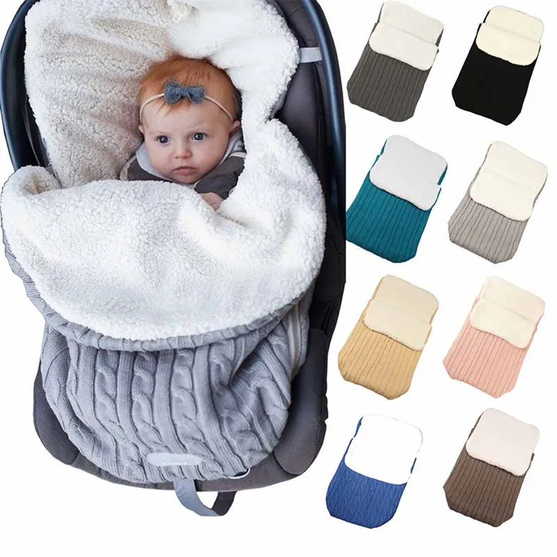 Baby Sleeping Bag Newborn Bedding Winter Solid Color Button Thicken