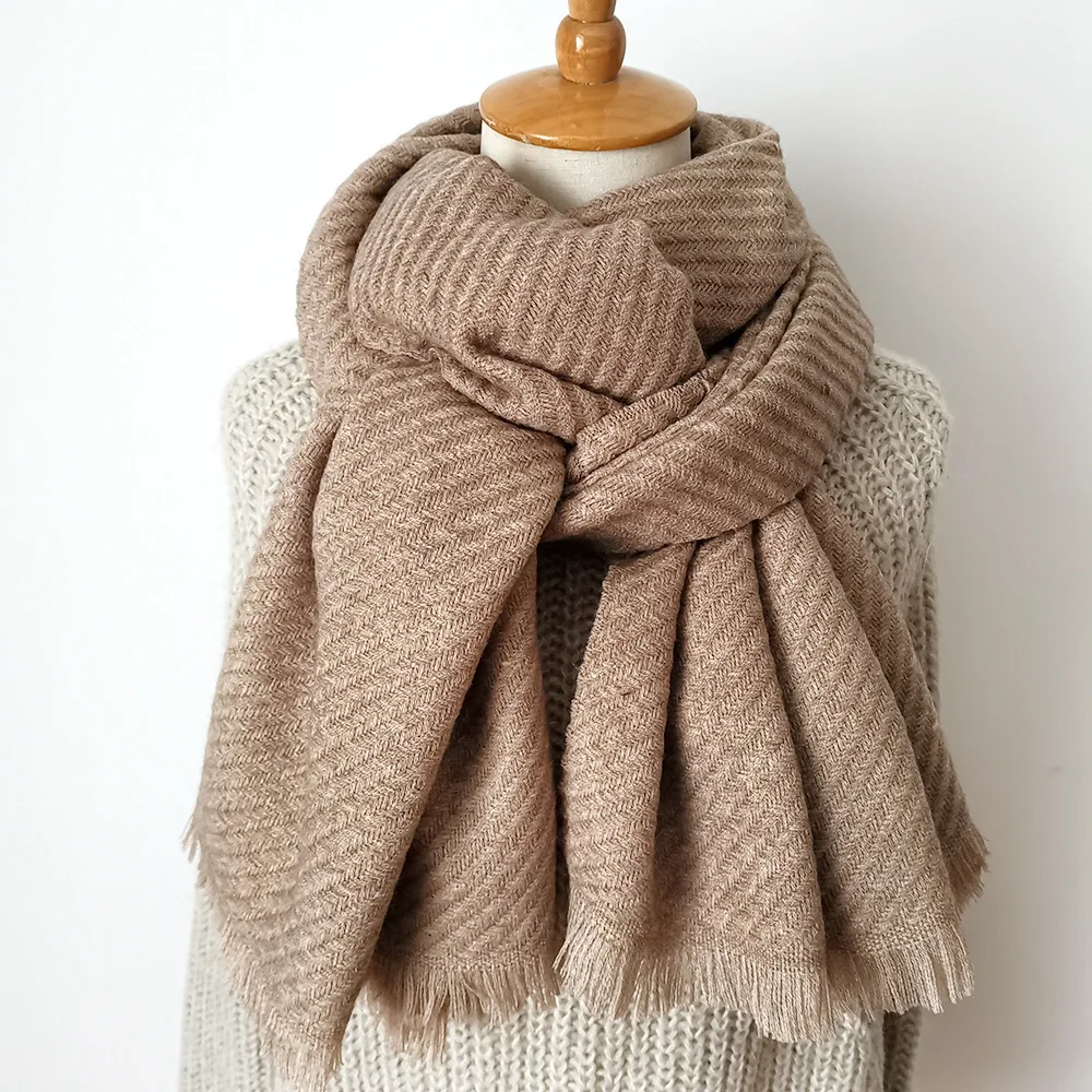 Solider цветной вязаный шарф из кашемира пашмины длинный шарф толстый теплый Модный зимний шарф роскошный подарок для женщин дам